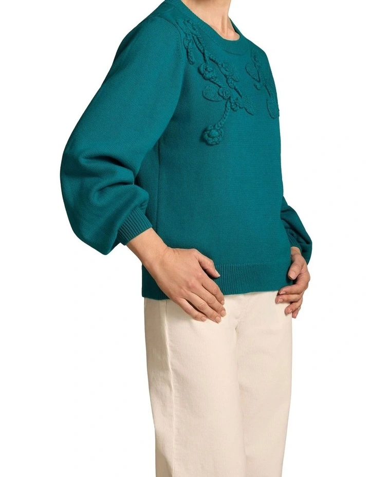 Cascading Applique Knit - Teal Green image 3