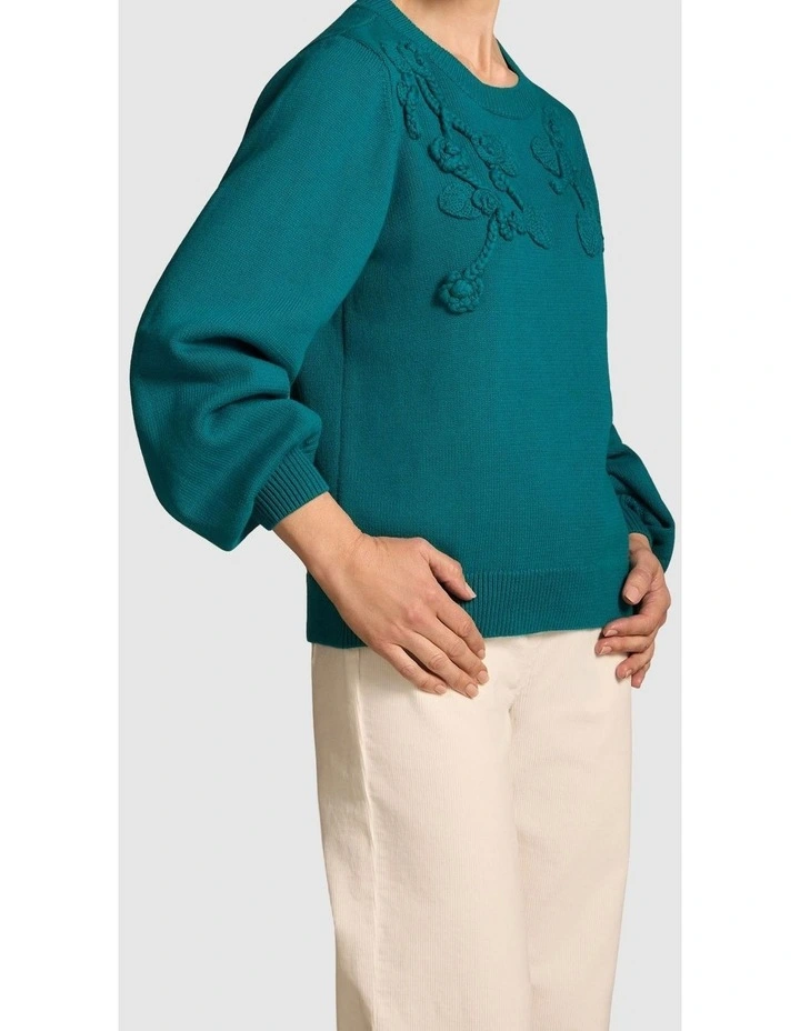 Cascading Applique Knit - Teal Green image 3