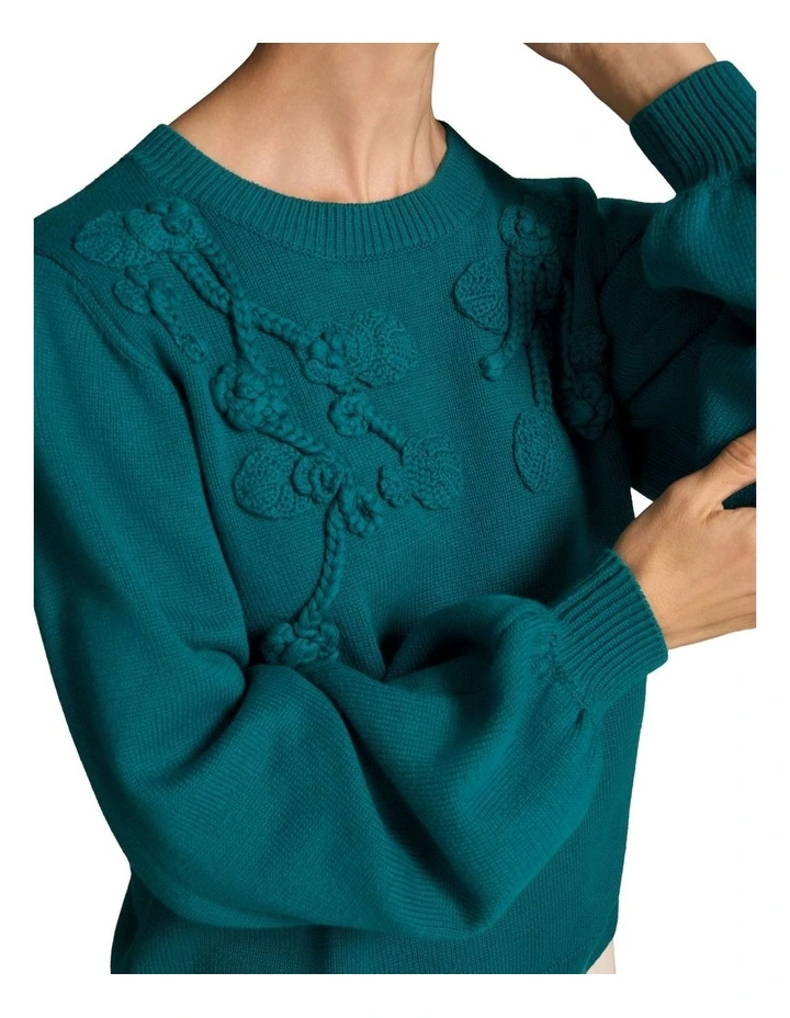 Cascading Applique Knit - Teal Green image 4