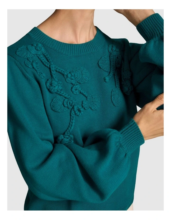 Cascading Applique Knit - Teal Green image 4