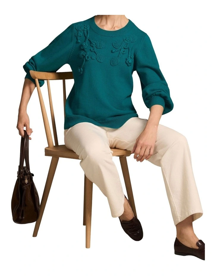 Cascading Applique Knit - Teal Green image 5
