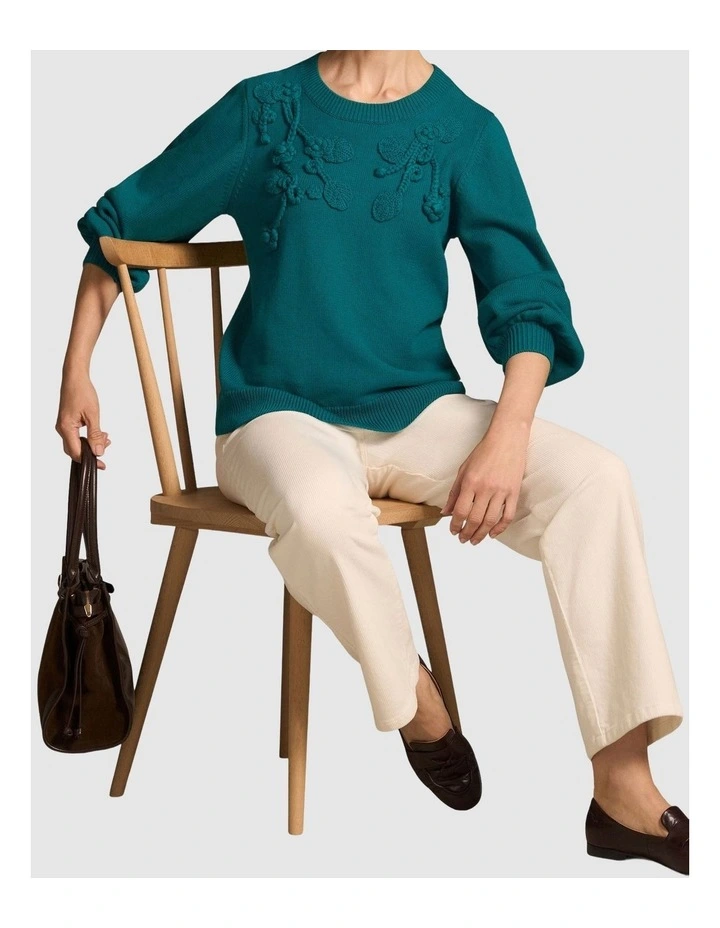 Cascading Applique Knit - Teal Green image 5