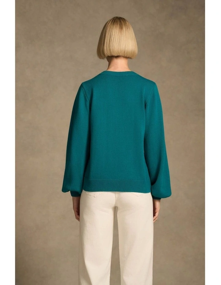 Cascading Applique Knit - Teal Green image 6