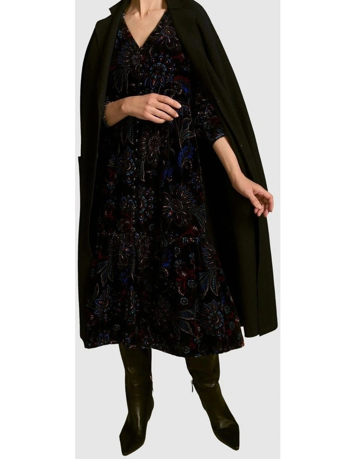 Printed Velvet Tier Dress - Indigo Chintz Print image 5