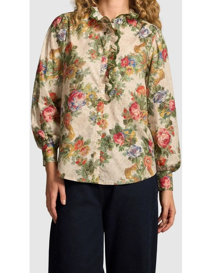 Ruffle Detail Shirt - Chateaux Print image 1
