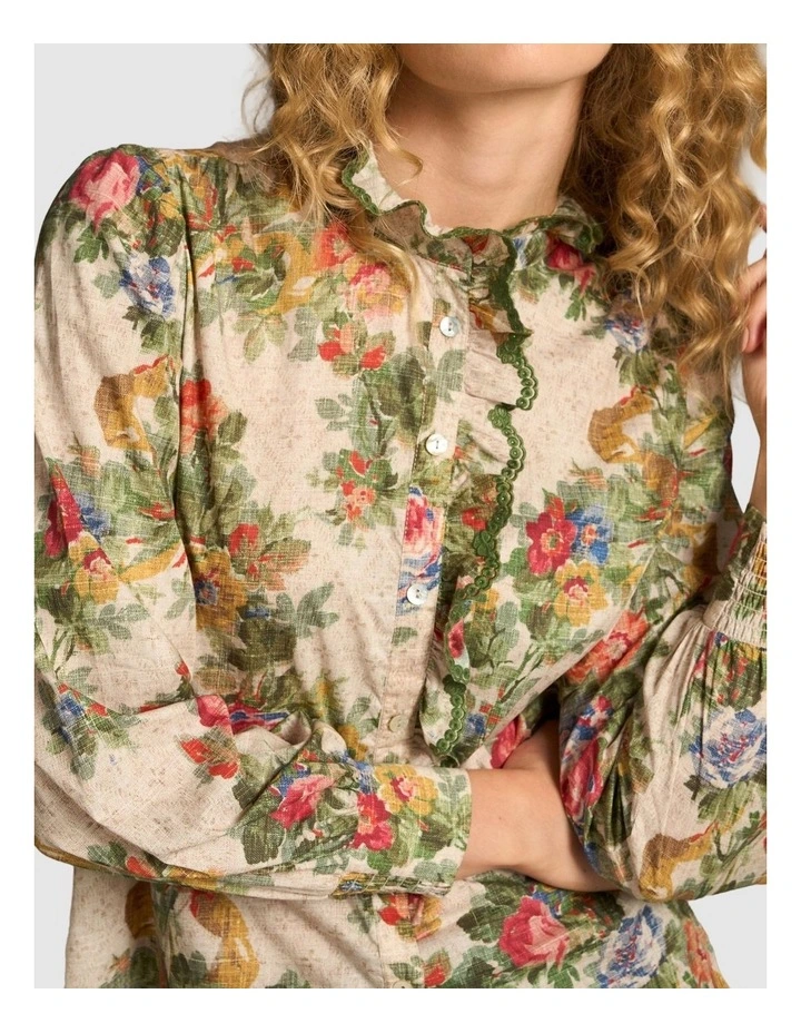 Ruffle Detail Shirt - Chateaux Print image 3