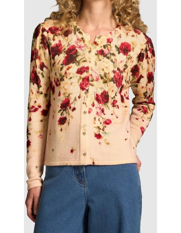 Printed Wool Cardigan - Sweet Blossoms Print image 1