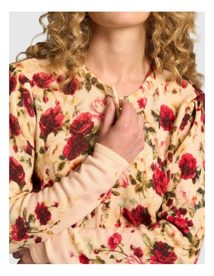 Printed Wool Cardigan - Sweet Blossoms Print image 4