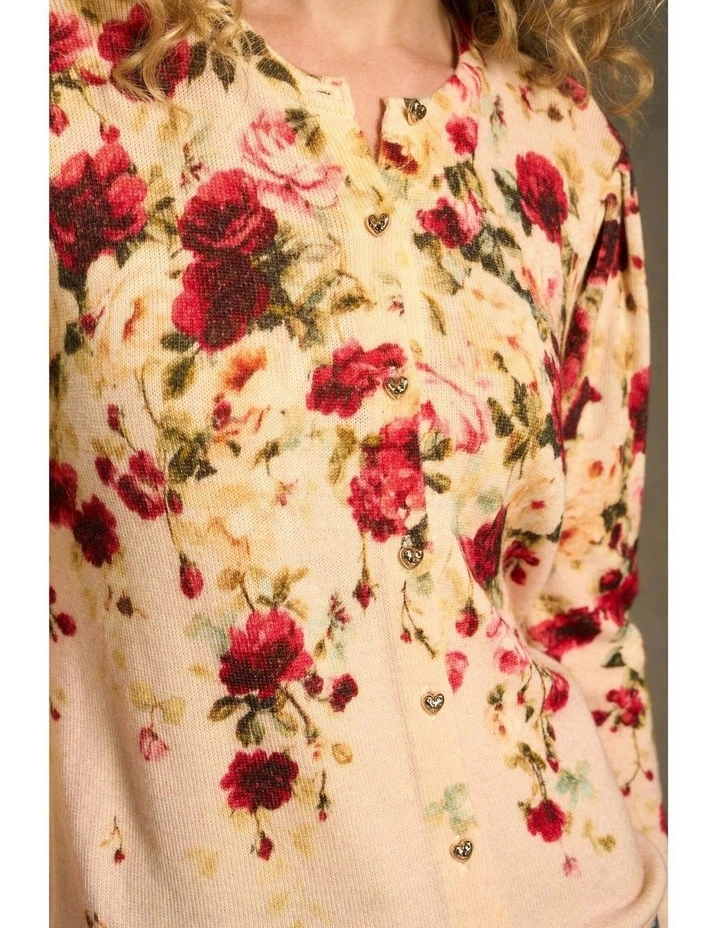 Printed Wool Cardigan - Sweet Blossoms Print image 5