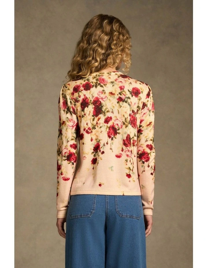 Printed Wool Cardigan - Sweet Blossoms Print image 6