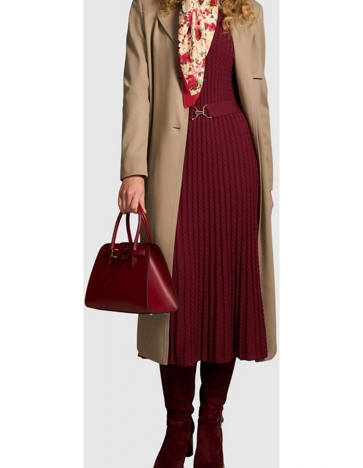Wool Cable Knit Dress - Claret image 4