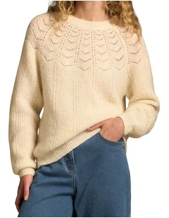 Pointelle Mohair Blend Knit - Cream