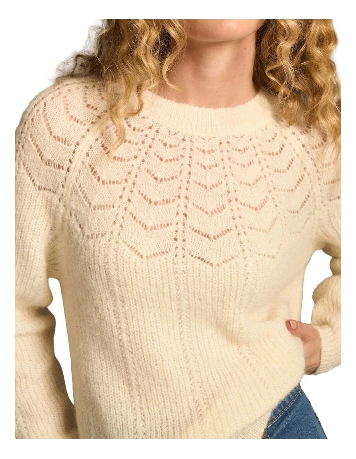 Pointelle Mohair Blend Knit - Cream image 3
