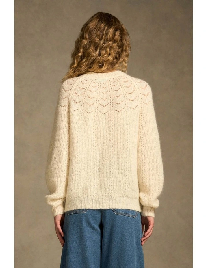 Pointelle Mohair Blend Knit - Cream image 6