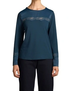 Lace Insert T-Shirt - Steel Blue
