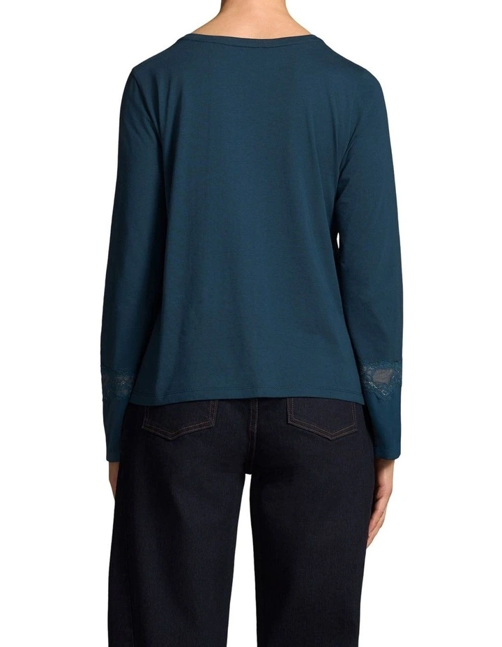 Lace Insert T-Shirt - Steel Blue image 2