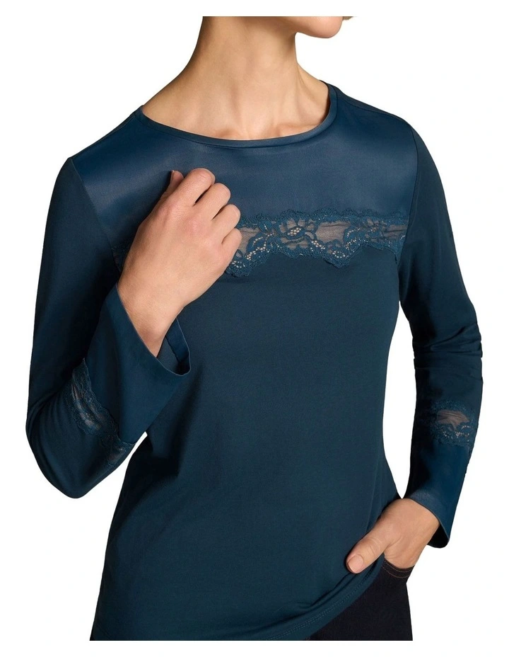 Lace Insert T-Shirt - Steel Blue image 3