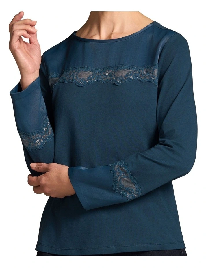 Lace Insert T-Shirt - Steel Blue image 6