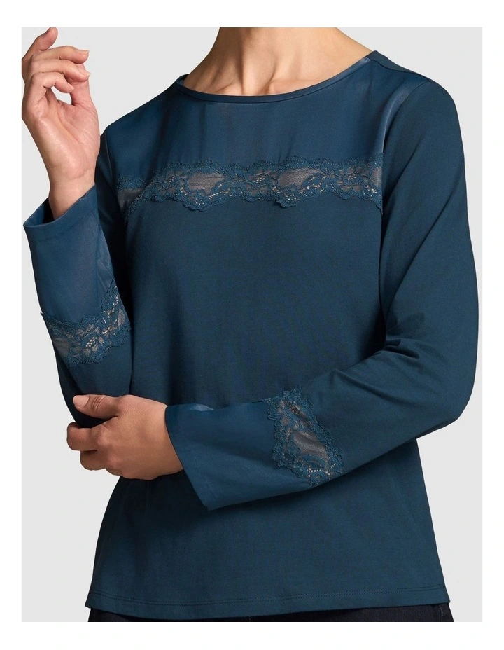 Lace Insert T-Shirt - Steel Blue image 6