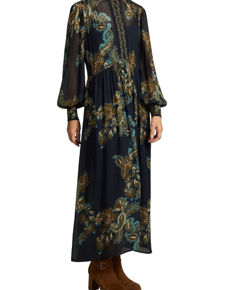 Border Print Dress - Ink Paisley Print image 1