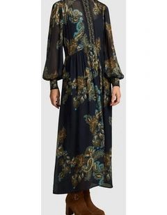 Border Print Dress - Ink Paisley Print
