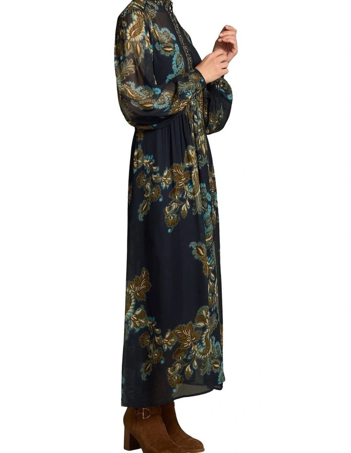 Border Print Dress - Ink Paisley Print image 3