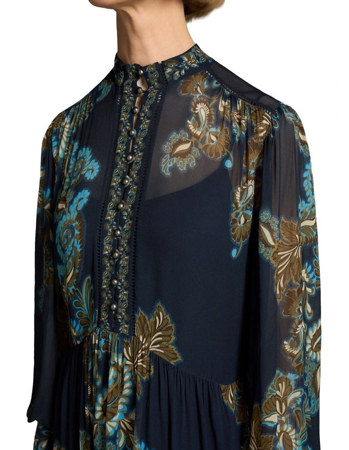 Border Print Dress - Ink Paisley Print image 4