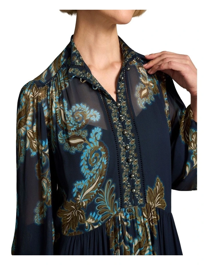 Border Print Dress - Ink Paisley Print image 5