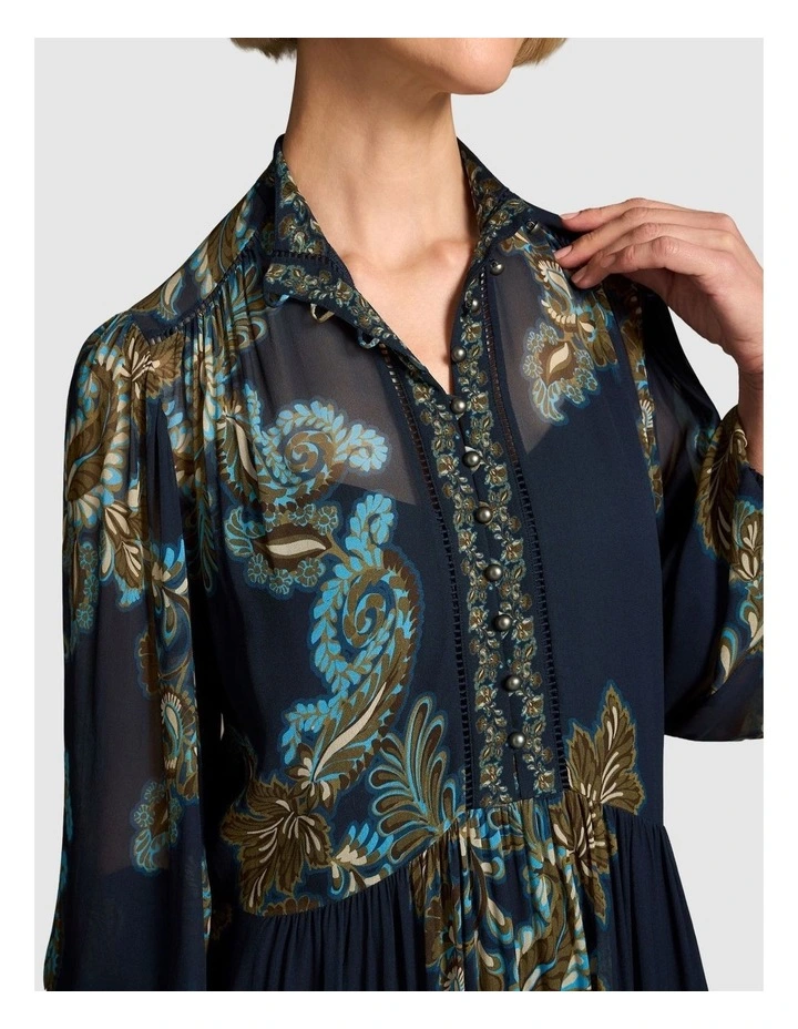 Border Print Dress - Ink Paisley Print image 5