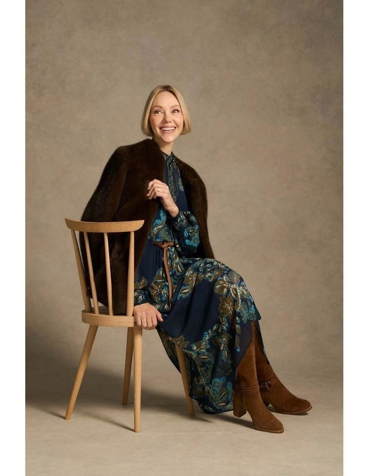 Border Print Dress - Ink Paisley Print image 7