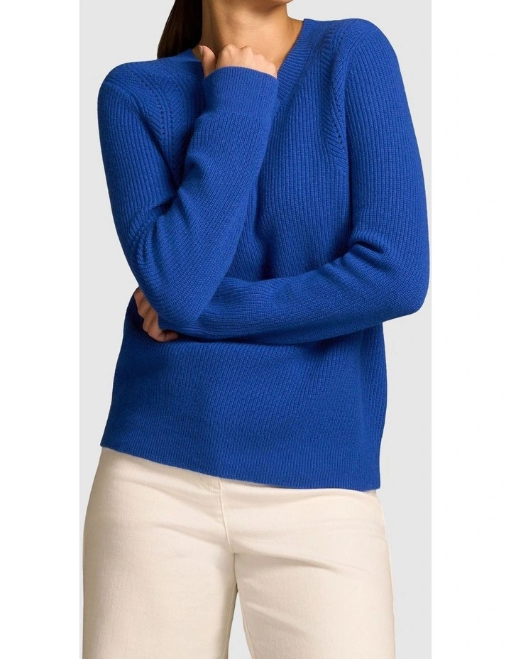 Stitch Detail Merino Knit - Electric Blue image 1