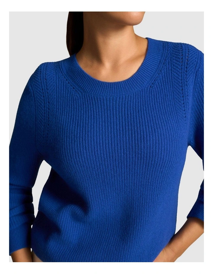 Stitch Detail Merino Knit - Electric Blue image 5