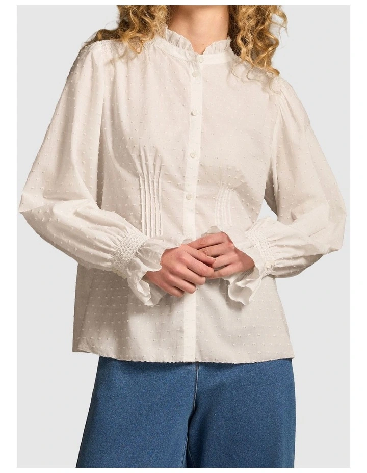 Smock Detail Blouse - Winter White image 1
