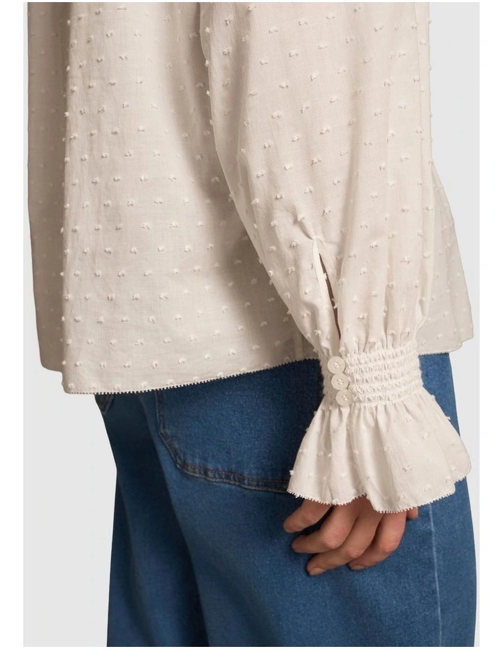Smock Detail Blouse - Winter White image 6
