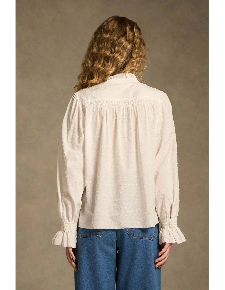 Smock Detail Blouse - Winter White image 7