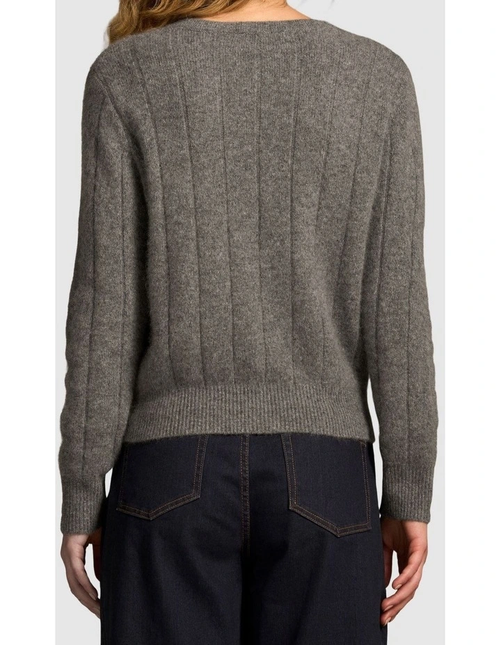 Brushed Merino Wool Cardigan - Pewter Grey image 2