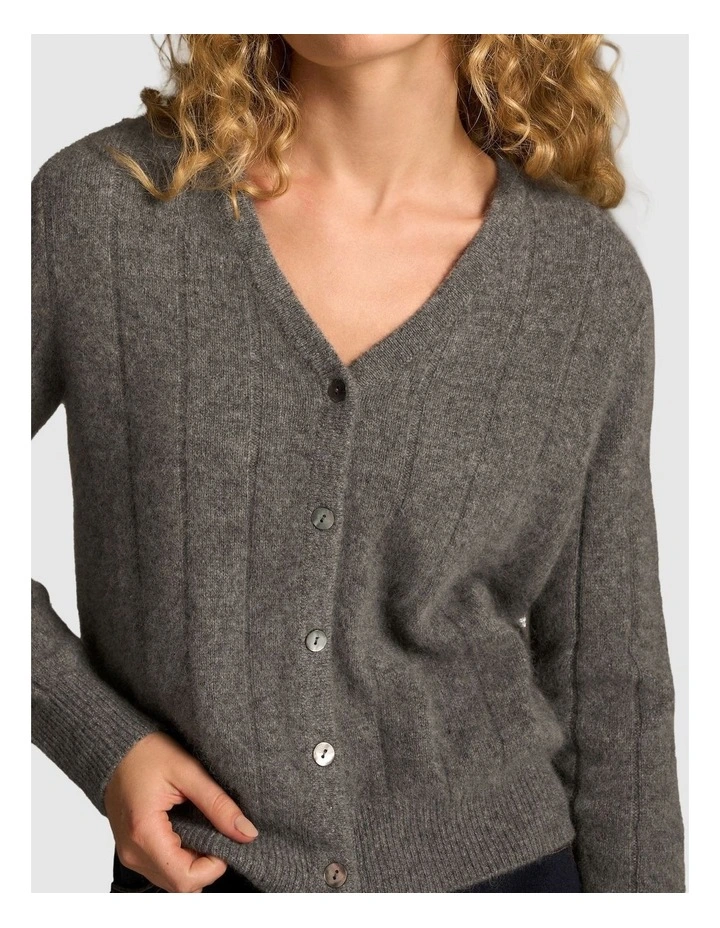 Brushed Merino Wool Cardigan - Pewter Grey image 4