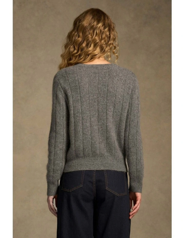 Brushed Merino Wool Cardigan - Pewter Grey image 5