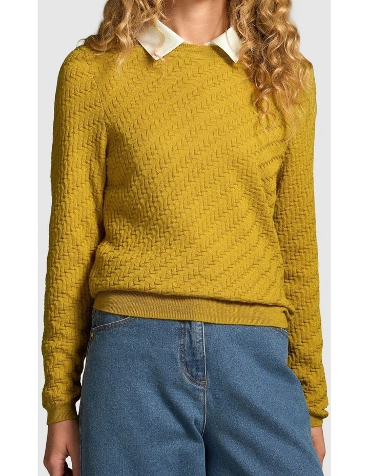 Merino Textured Long Sleeve Knit - Mustard image 1