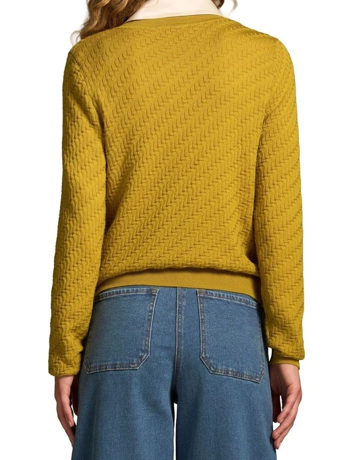 Merino Textured Long Sleeve Knit - Mustard image 2