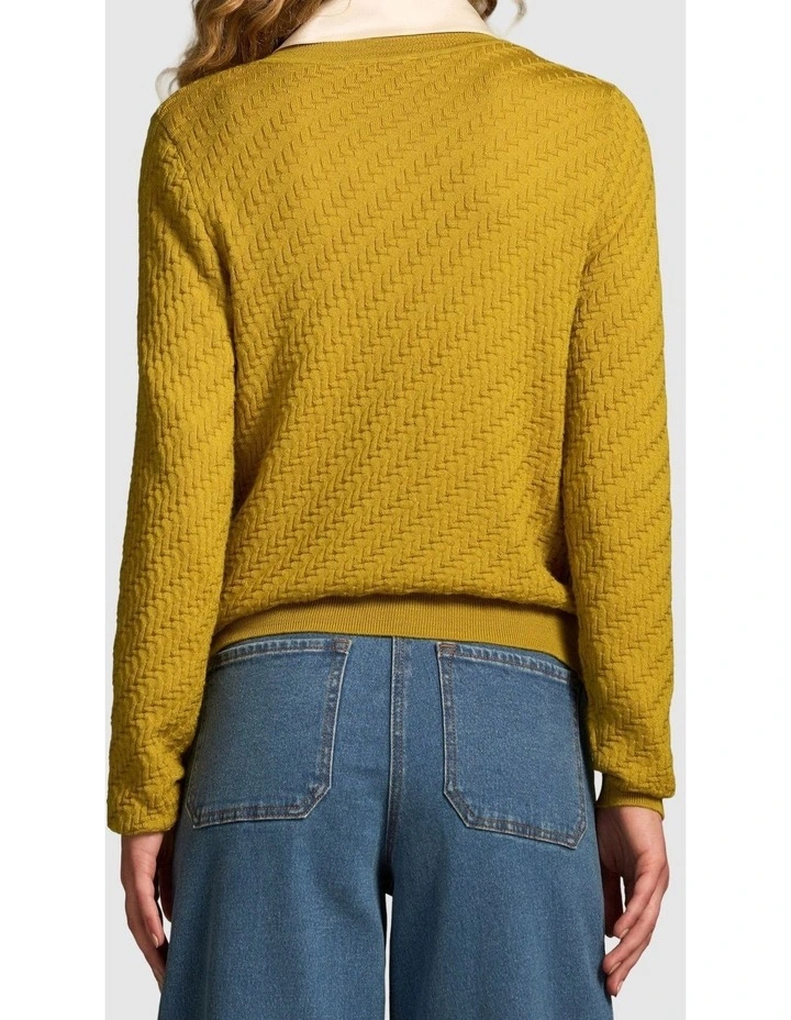 Merino Textured Long Sleeve Knit - Mustard image 2
