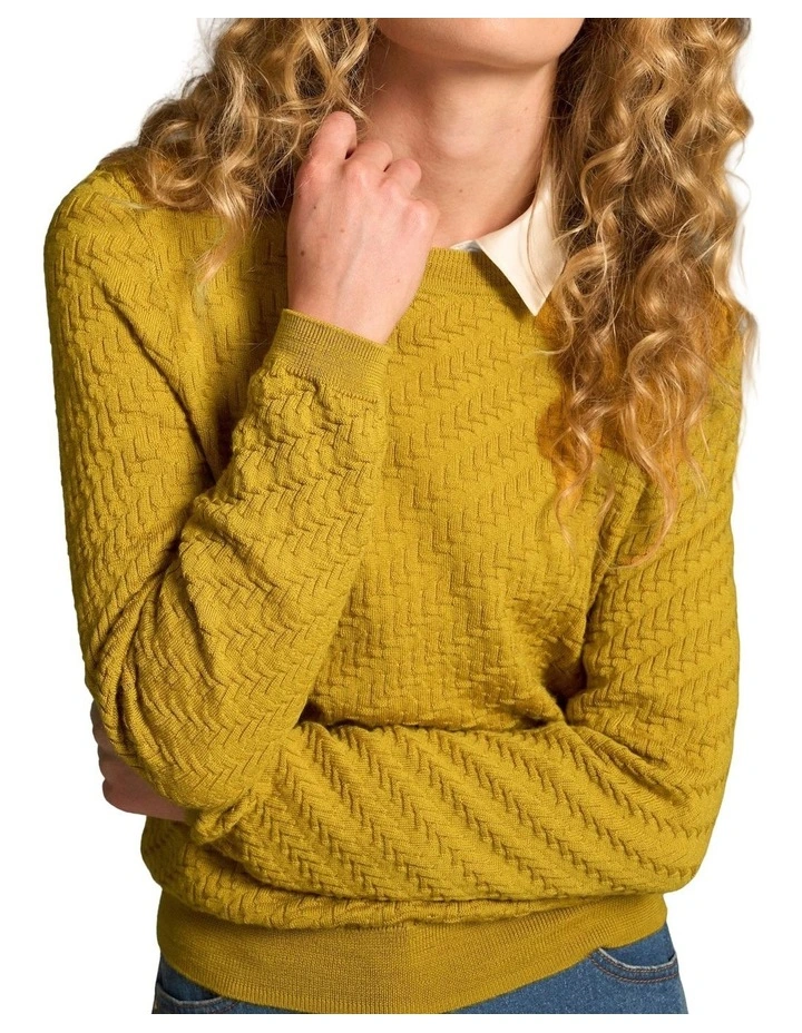 Merino Textured Long Sleeve Knit - Mustard image 4