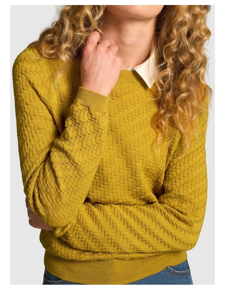 Merino Textured Long Sleeve Knit - Mustard image 4