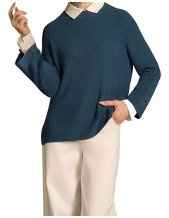 Button Sleeve Detail Knit - Steel Blue