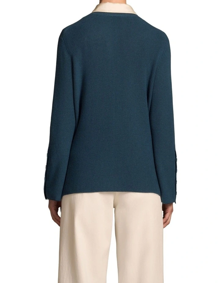 Button Sleeve Detail Knit - Steel Blue image 2