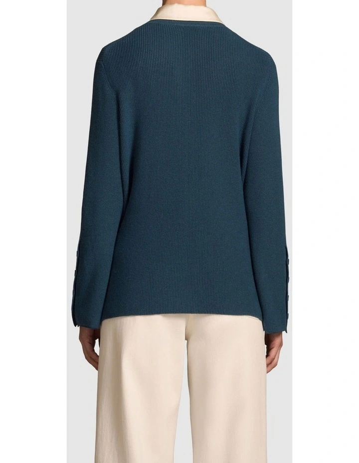 Button Sleeve Detail Knit - Steel Blue image 2