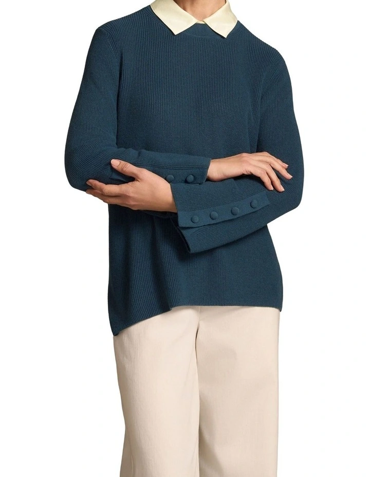 Button Sleeve Detail Knit - Steel Blue image 3