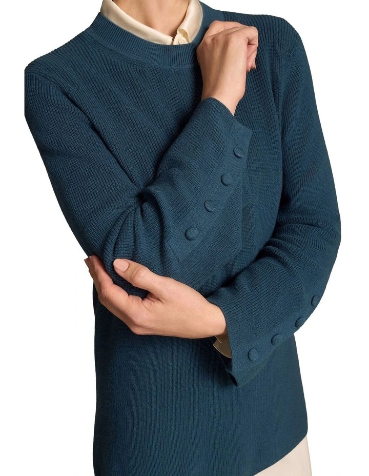 Button Sleeve Detail Knit - Steel Blue image 5