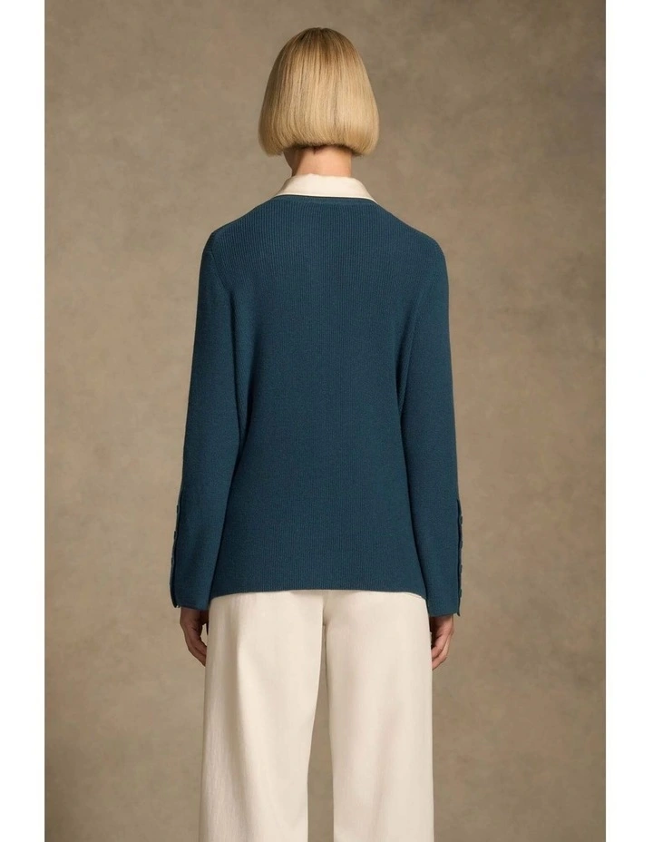 Button Sleeve Detail Knit - Steel Blue image 6