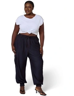Kaia Luxe Chambray Cargo Pant